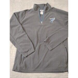 St Louis Blues Pullover Mens Medium Gray Long Sleeve Fleece Embroidered Sweater